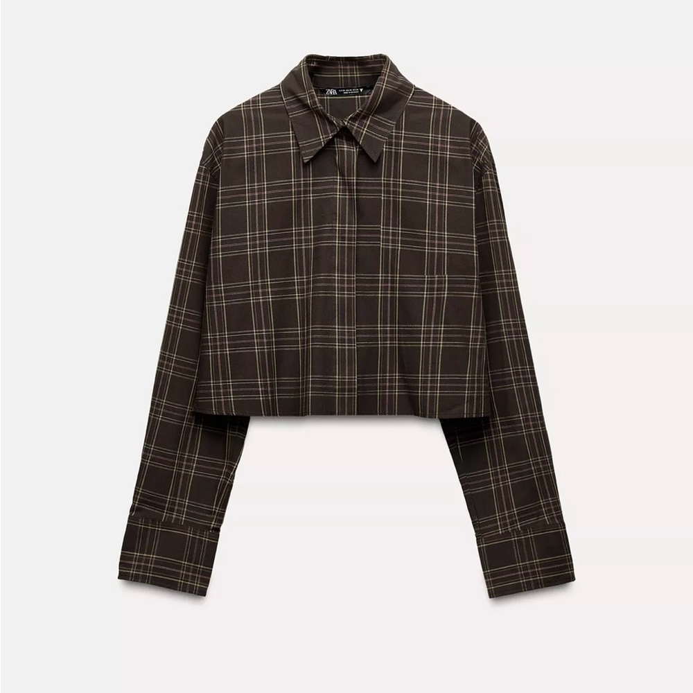 NWT Zara Plaid Cropped Shirt
